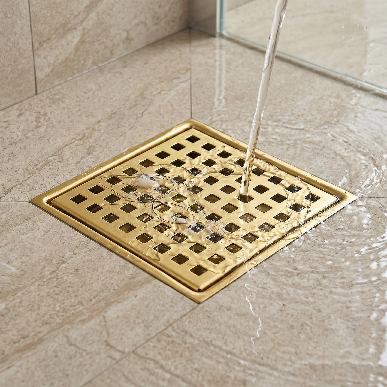 Desagüe cuadrado de acero inoxidable con doble filtro para ducha y baño