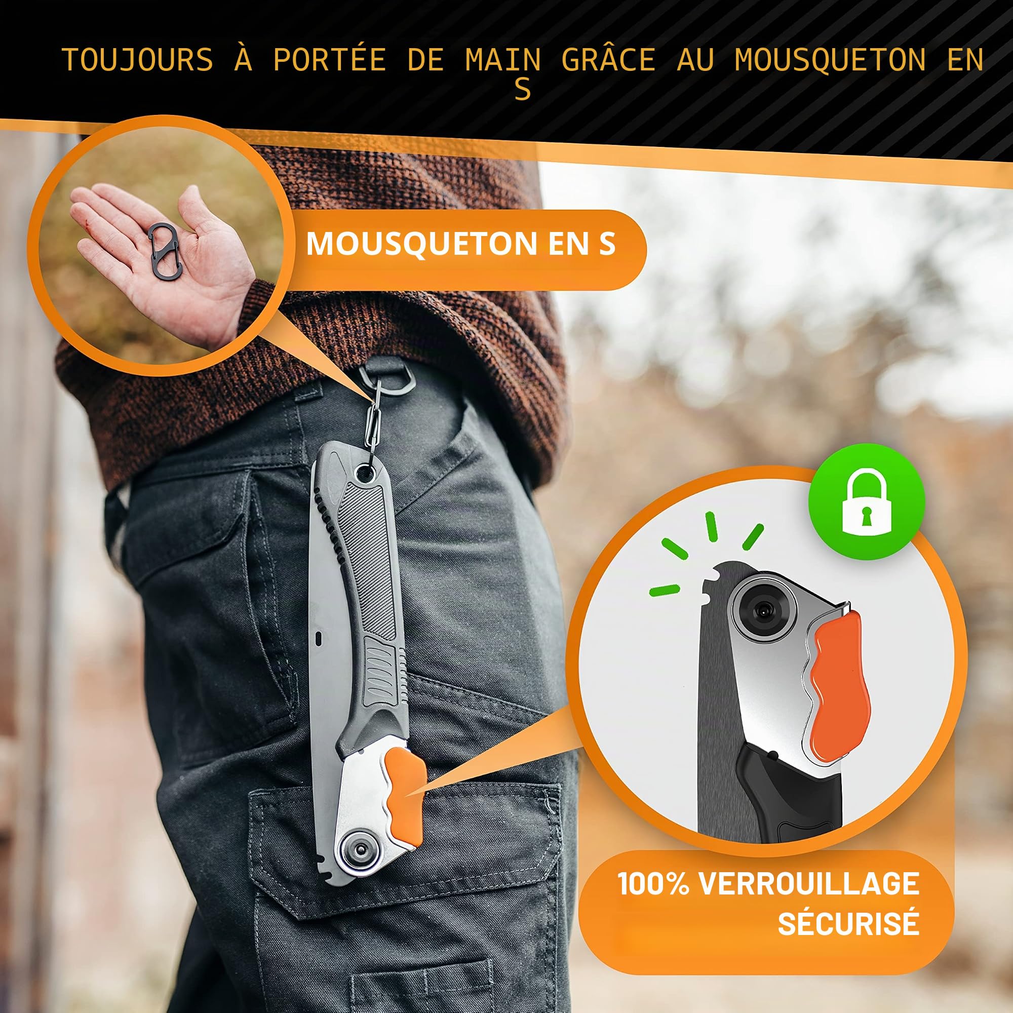 HARDTWERK Scie d'élagage pliante Alpha avec verrouillage de sécurité (210 mm) - Outil polyvalent pour le jardin