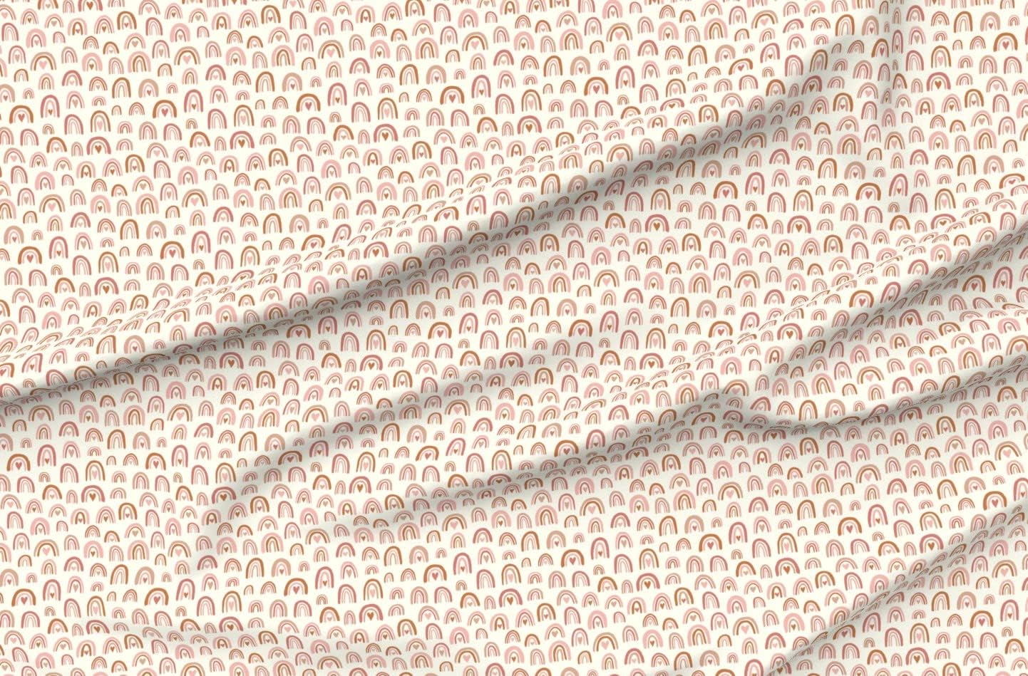 Spoonflower Fabric - Watercolor Rainbows Valentines Day Baby Girl Nursery Beige Pink Boho Printed on Petal Signature Cotton Fabric Fat Quarter - Sewing Quilting Apparel Crafts Decor
