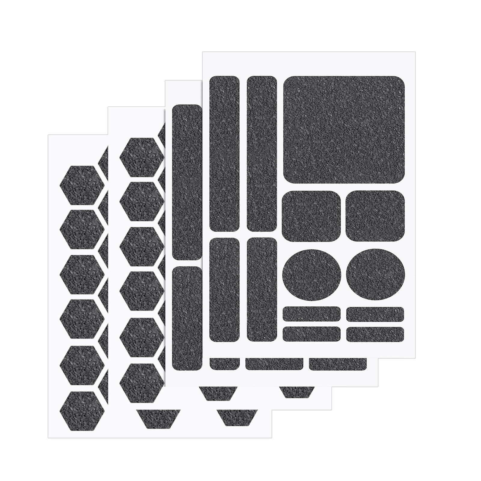 4 Pack Grey Anti-Slip Grip Tape Stickers, Different Shapes Phone Grip Strips Reusable Pre-Cut Adhesive Mouse Decals Tablet Patches for Cell Phone Case