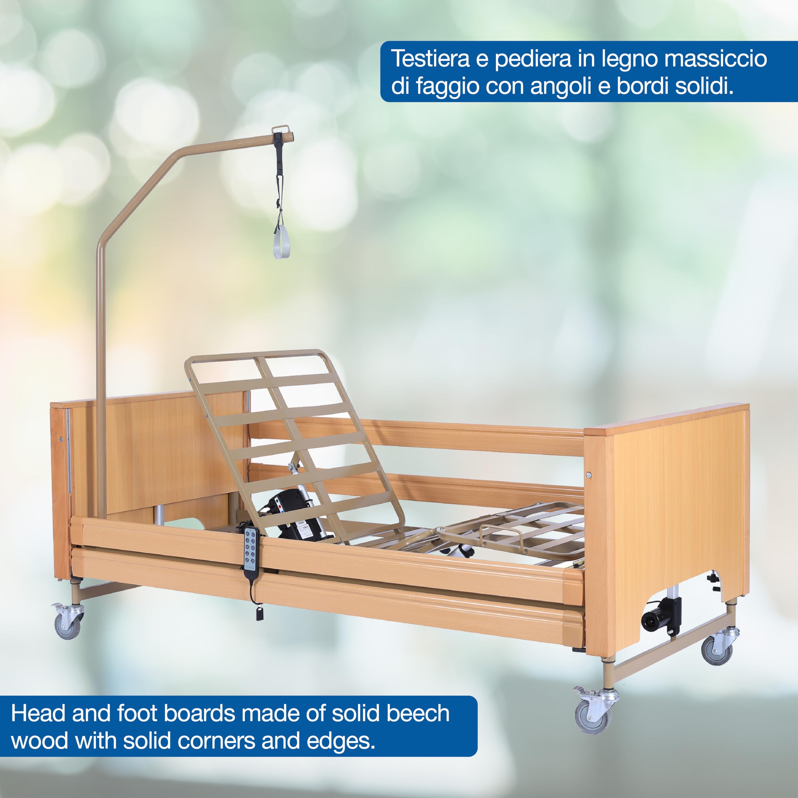 GIMA Letto Elettrico a 4 Motori e Altezza Regolabile 24-65 cm Con 3 Articolazioni e 4 Sezioni, 27683