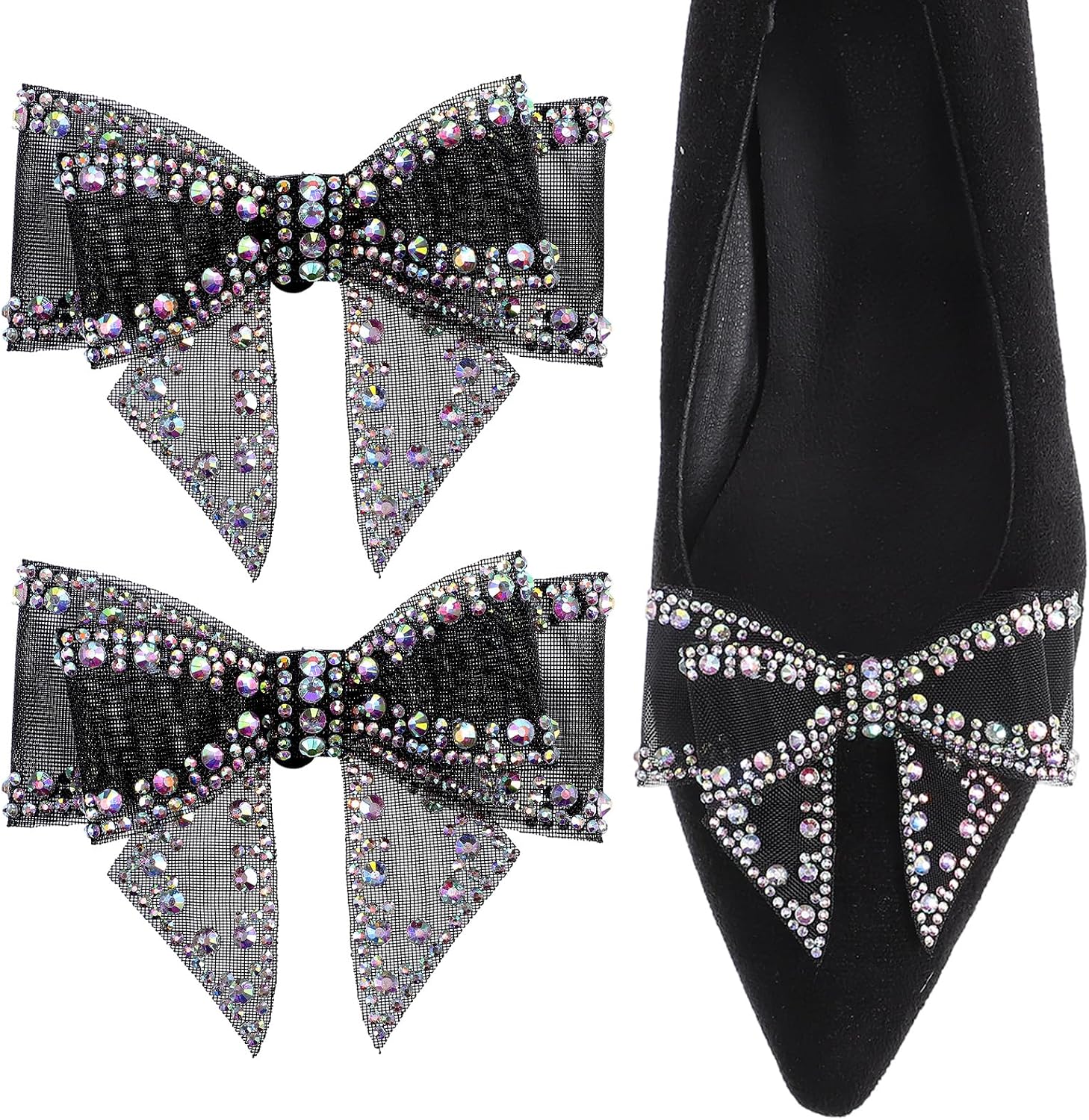 Ymapinc 2 PCS Rhinestone Shoe Clips for Women Dress Shoes, Bow Shoe Clips