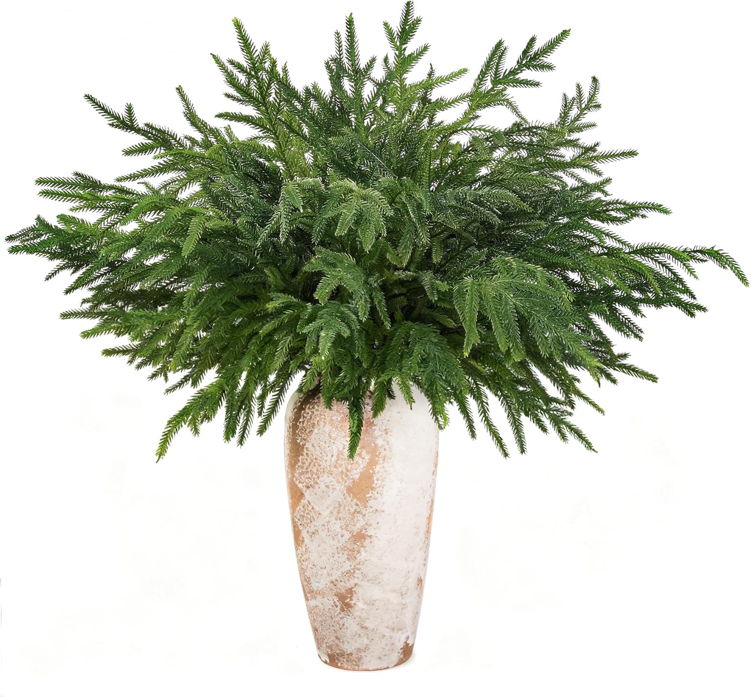 12 Pcs Norfolk Pine Stems, 30" Artificial Pine Branches, Realistic Droopy Soft Bendable Pine Picks, Faux Greenery Stem for Vases Cedar Wreath Garland Christmas Tabletop Home Decor, FF09