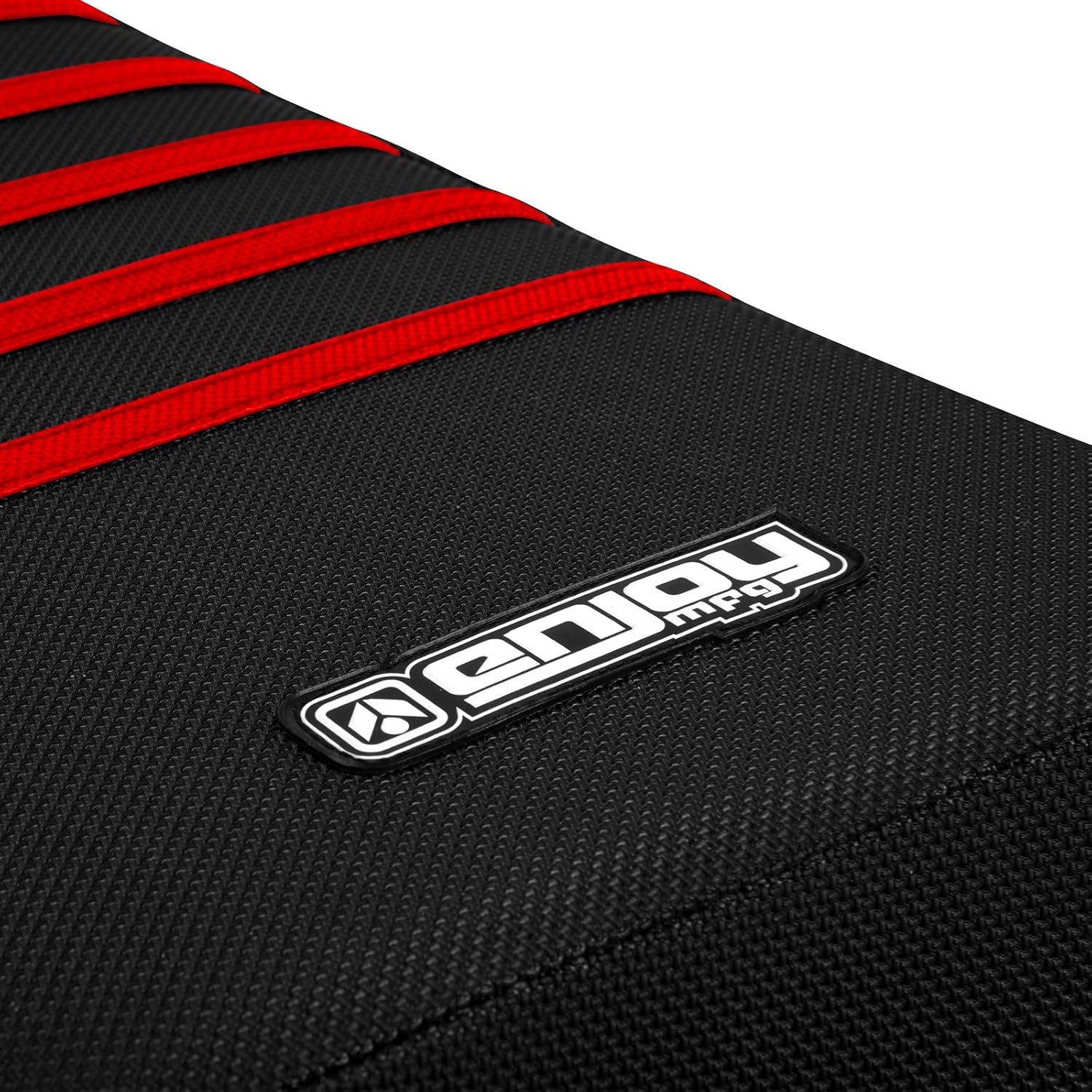 Enjoy Mfg Seat Cover - Compatible with Yamaha Warrior - All Black/Red Ribs #111