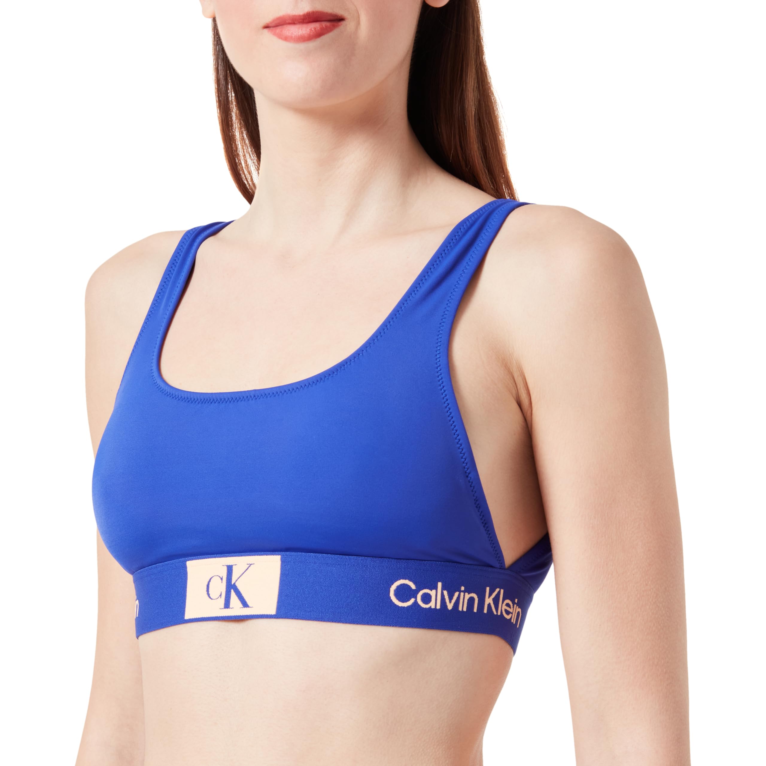 Calvin Klein Women Bikini Top Bralette Wireless, Blue (Midnight Lagoon), XS