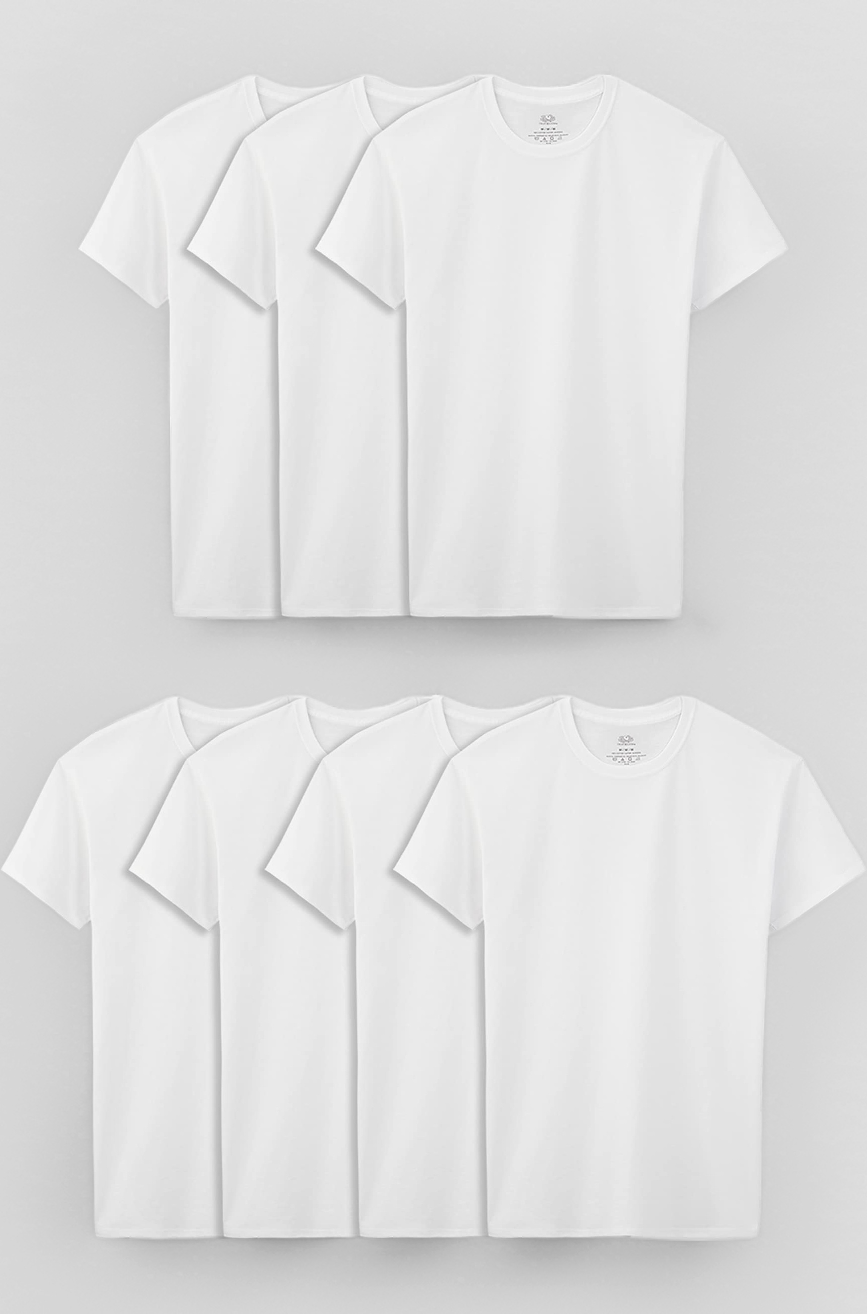 Fruit of the Loom Big Boys' Cotton Crew Tee Shirt (Pack Of 7), White Ice, S