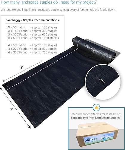 Miniatura 6 de Sandbaggy Tela de paisaje  Tela de 40 años  Alfombrilla de malezas, cubierta del suelo, lona de jardín  Grado industrial  135 libras de resistencia