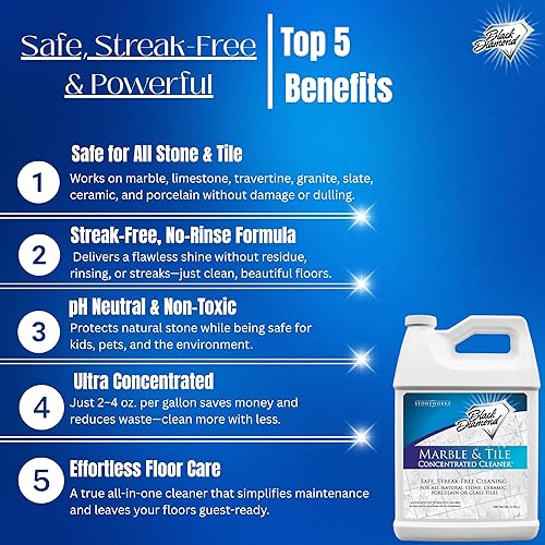 Miniatura 2 de Black Diamond limpiador de pisos de mármol y mosaico Ideal para cerámica porcelana granito piedra natural vinilo y linóleo concentrado sin enjuague