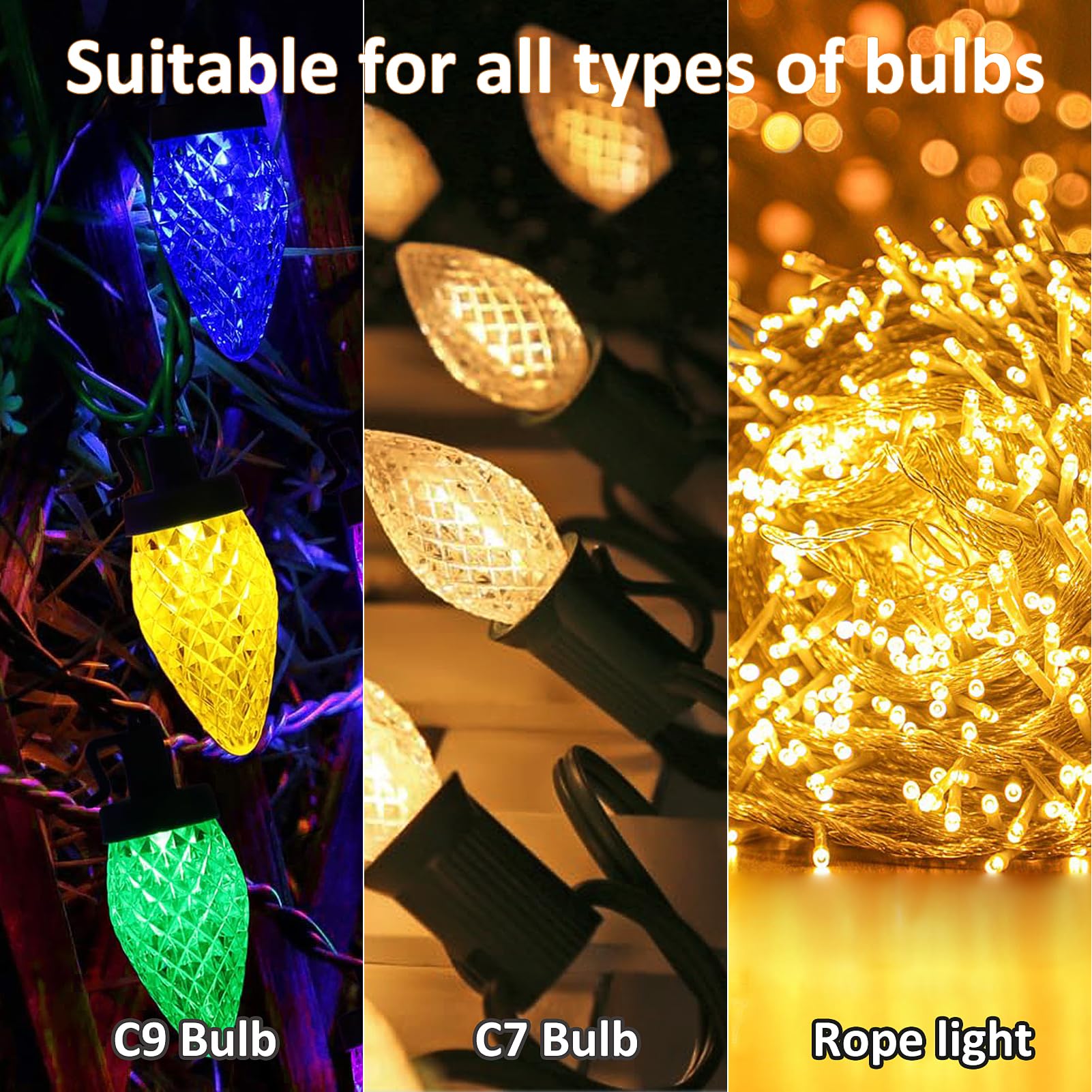 Pali di luce natalizia da 30 cm, confezione da 60 luci natalizie da cortile, pali in metallo, universali, per giardino, prato, vacanze, luci per stringa C7 C9, pali da terra per luci di Natale su