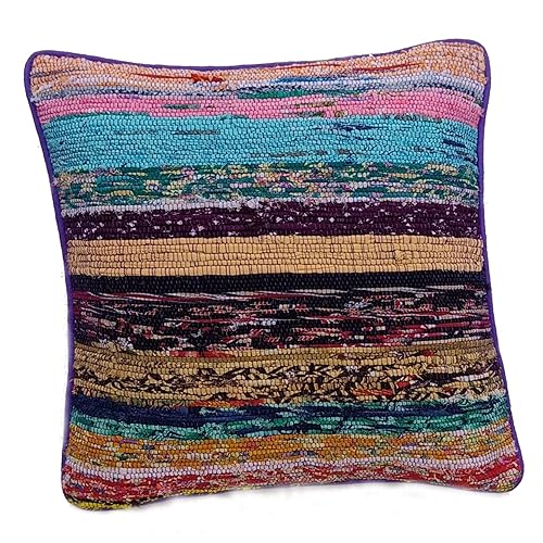 Trade Star Handloom Recyled Fabric Cushion Case Decorative Pillow Cover
