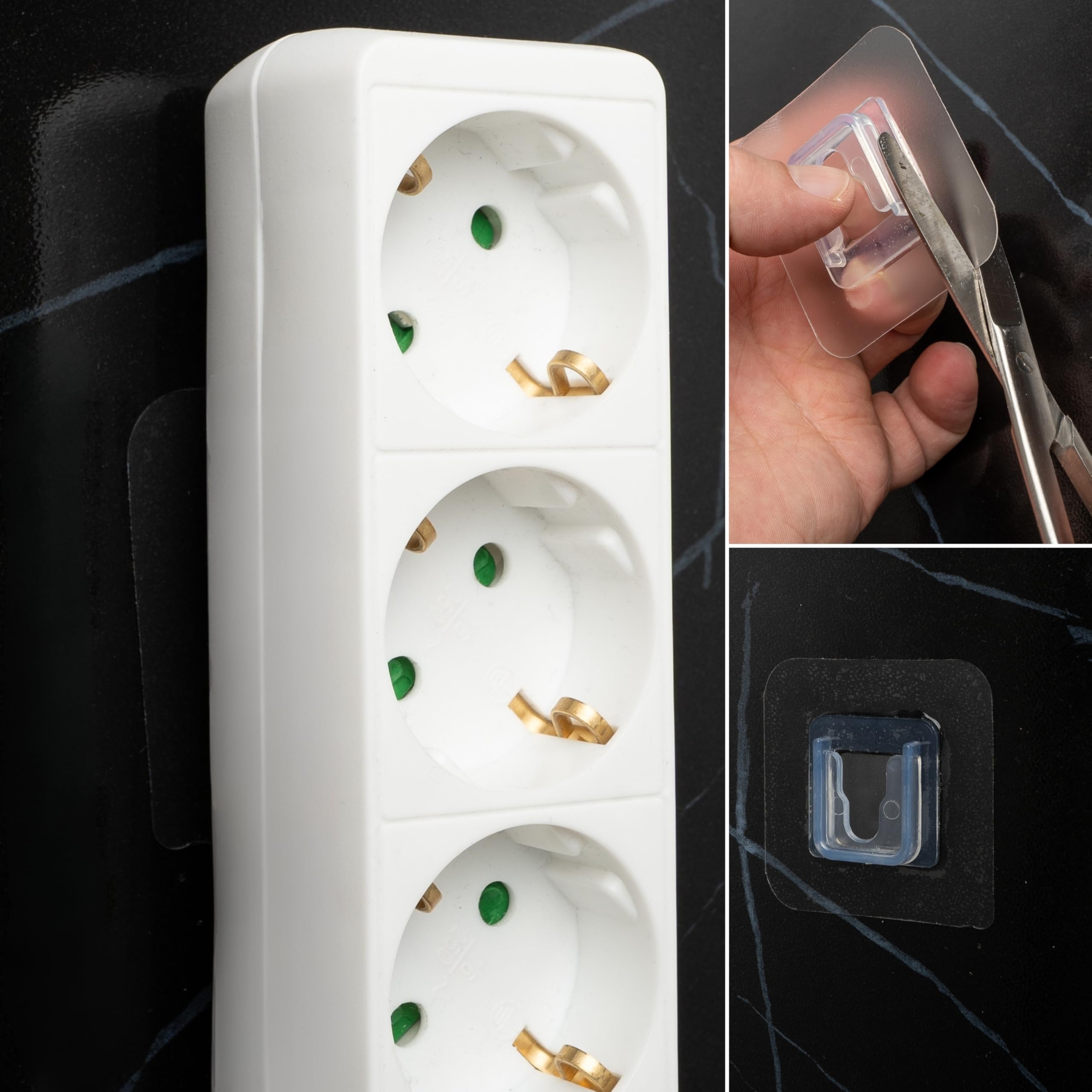 Ganci Adesivi Trasparenti, 16 coppi, 60 x 60 mm, Gancio multiuso per aderire a porte e pareti in bagni, cucine, garage, decorazioni, portasciugamani autoadesivo, Ganci adesivi parete, gancio fissaggio