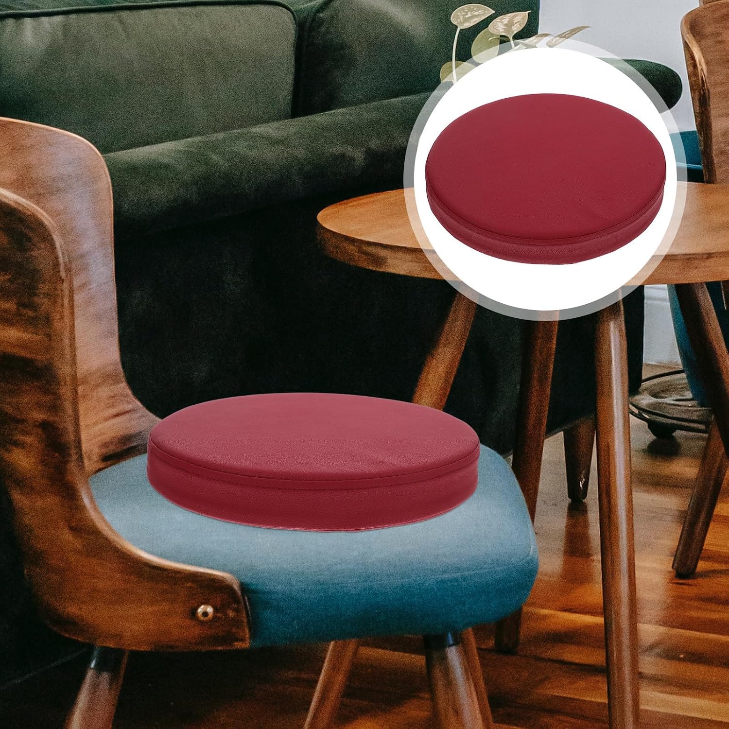 OUNONA Chair Cushion for Floor and Dining Chairs, Comfortable Pu Leather and Sponge Pad, Traditional Plush Thickened Seat Pad, Versatile Round Furniture Cushion for Living Room