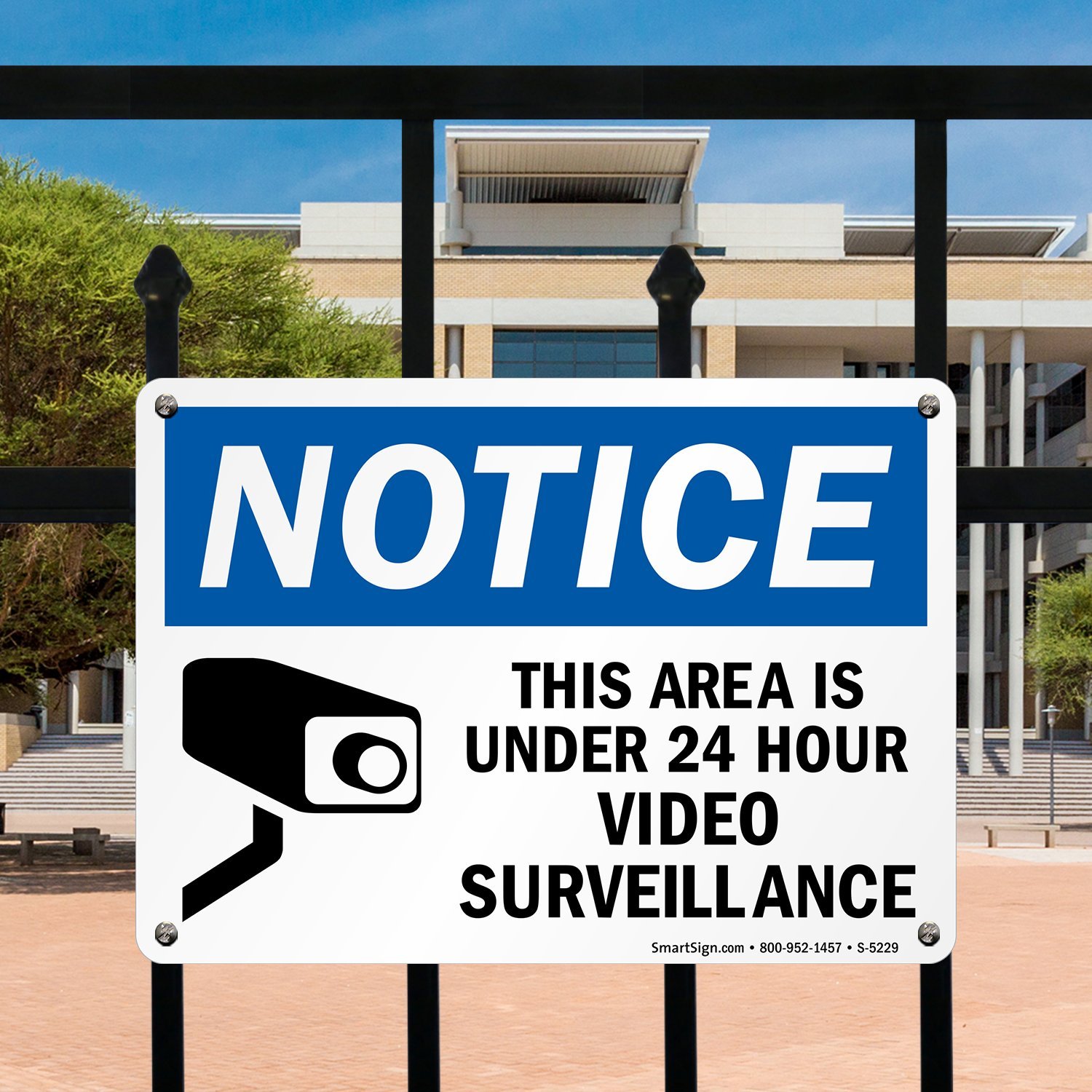 SmartSign - U1-1002-NP_14x10 Notice - This Area Is Under 24 Hour Video Surveillance Sign By | 10" x 14" Plastic