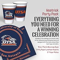 Vista 3 de UTSA Roadrunners Party Supplies - Juego de 48 piezas con licencia oficial: vasos de plástico para bebidas de 16 onzas, platos de papel de 9