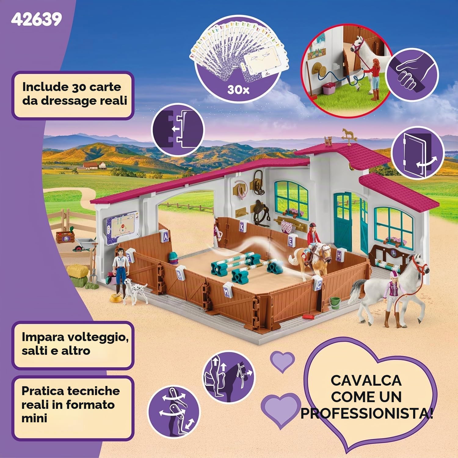 SCHLEICH HORSE CLUB | Maneggio Peppertree 42639 | con ostacoli, paddock e tanti accessori | regalo perfetto per bambine e bambini | cavalli giocattolo dai 5 anni | set da 179 pezzi