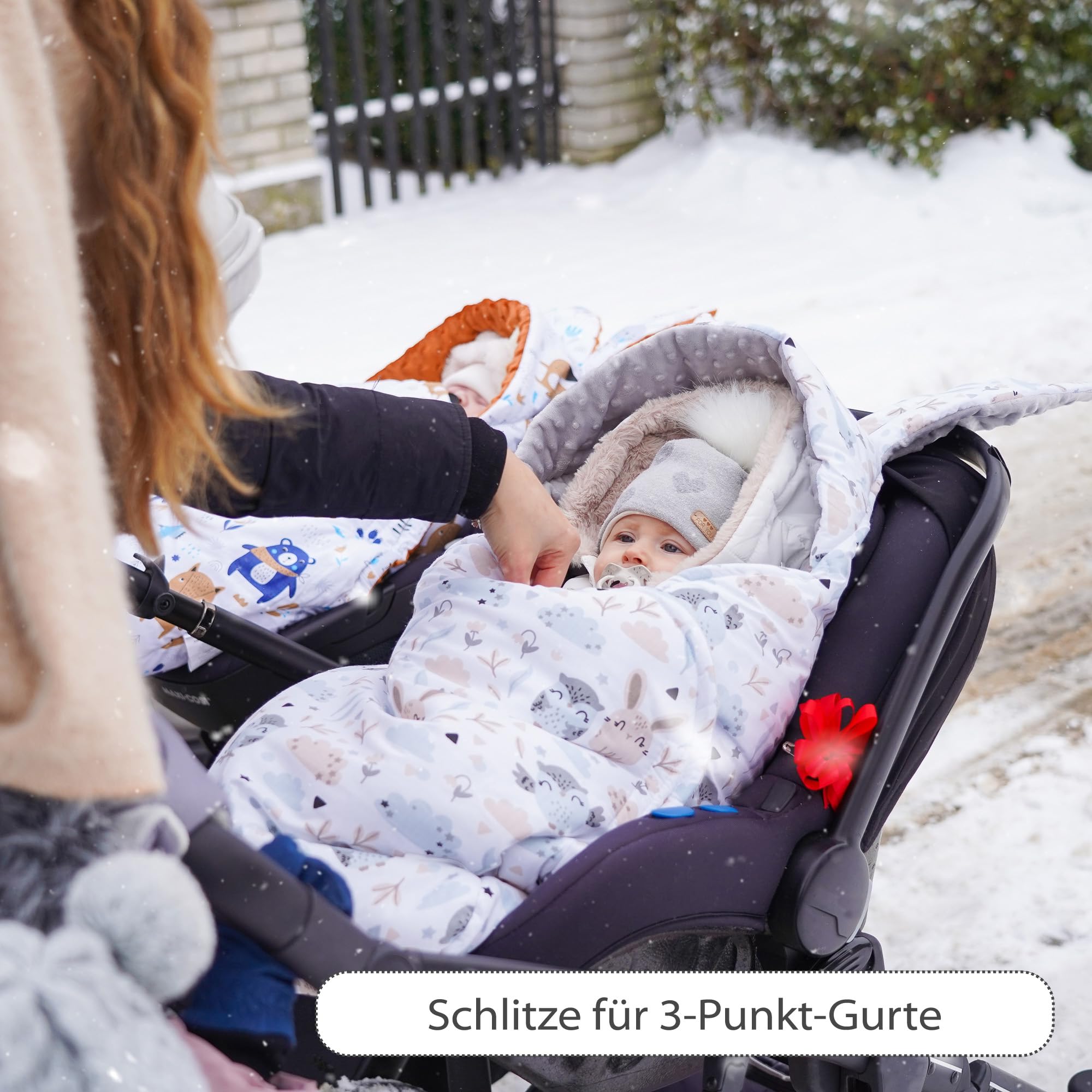 Coperta Mussola sacco ovetto 90x90 cm - swaddle neonato 0-6 mesi o copertina per passeggino bebe per seggiolino auto bambino universale e lavabile Oeko-Tex Gufo Grigio Chiaro