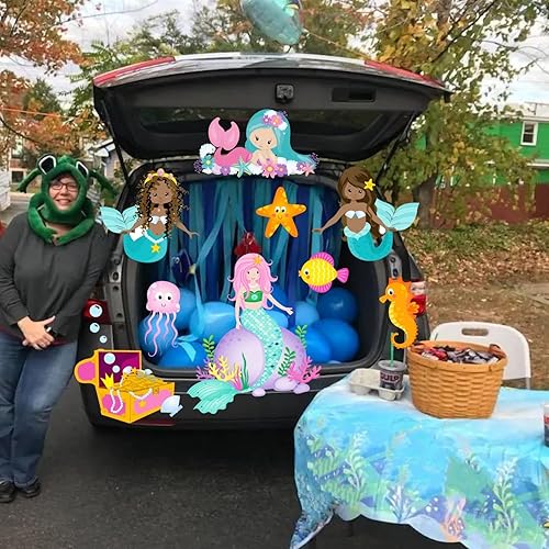 Miniatura 6 de Kit de decoración de coche para maletero o golosina, 9 piezas de decoración de Halloween, decoración de sirena para auto, garaje, arco, hogar, al
