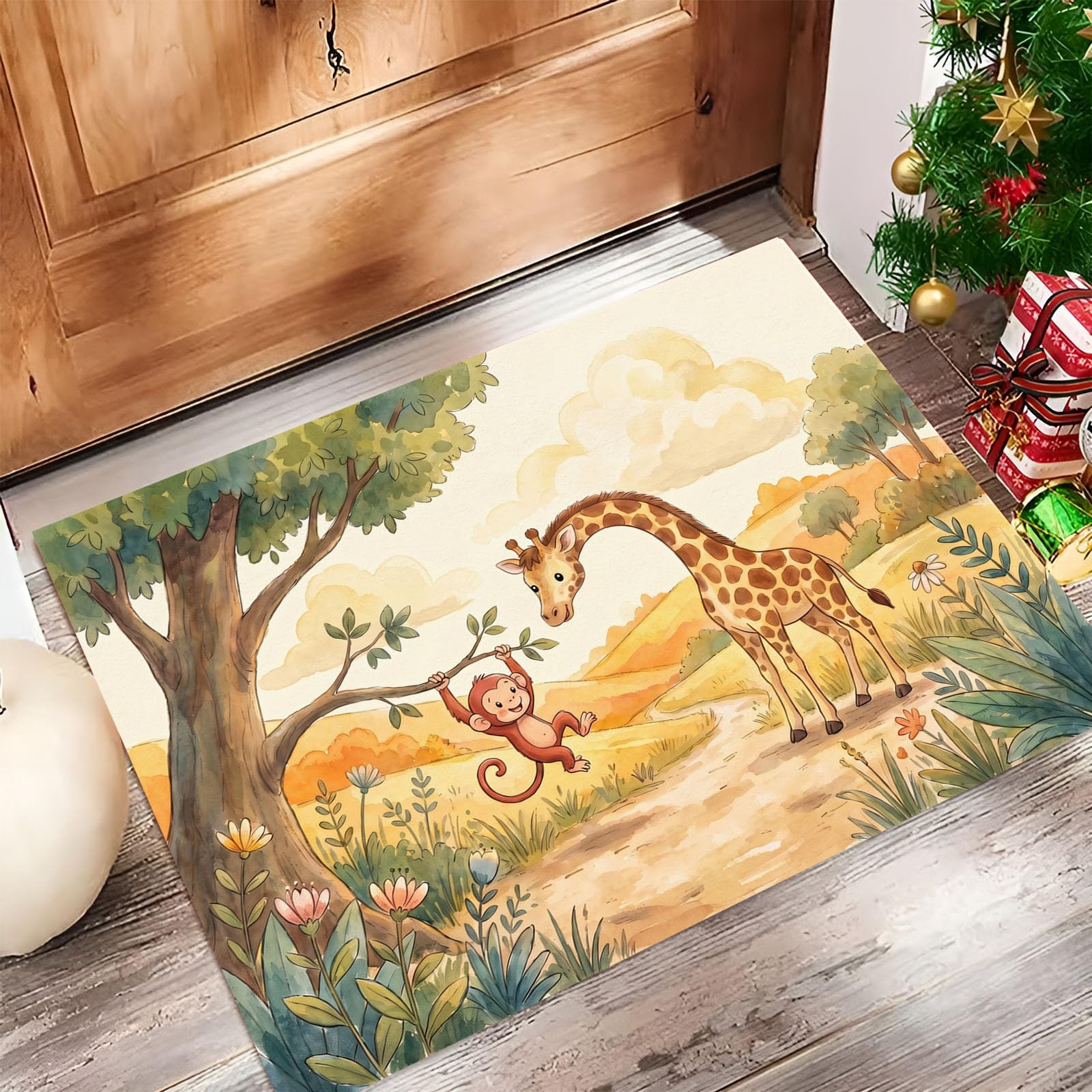 Jaune Chaud Animaux des Prairiespaillasson Durable Et Antidérapant Retient L’Eau Et Les Saletés Facile À Nettoyerpaillasson Interieur80 X 120 Cm Tapis D'Entrée Antidérapant