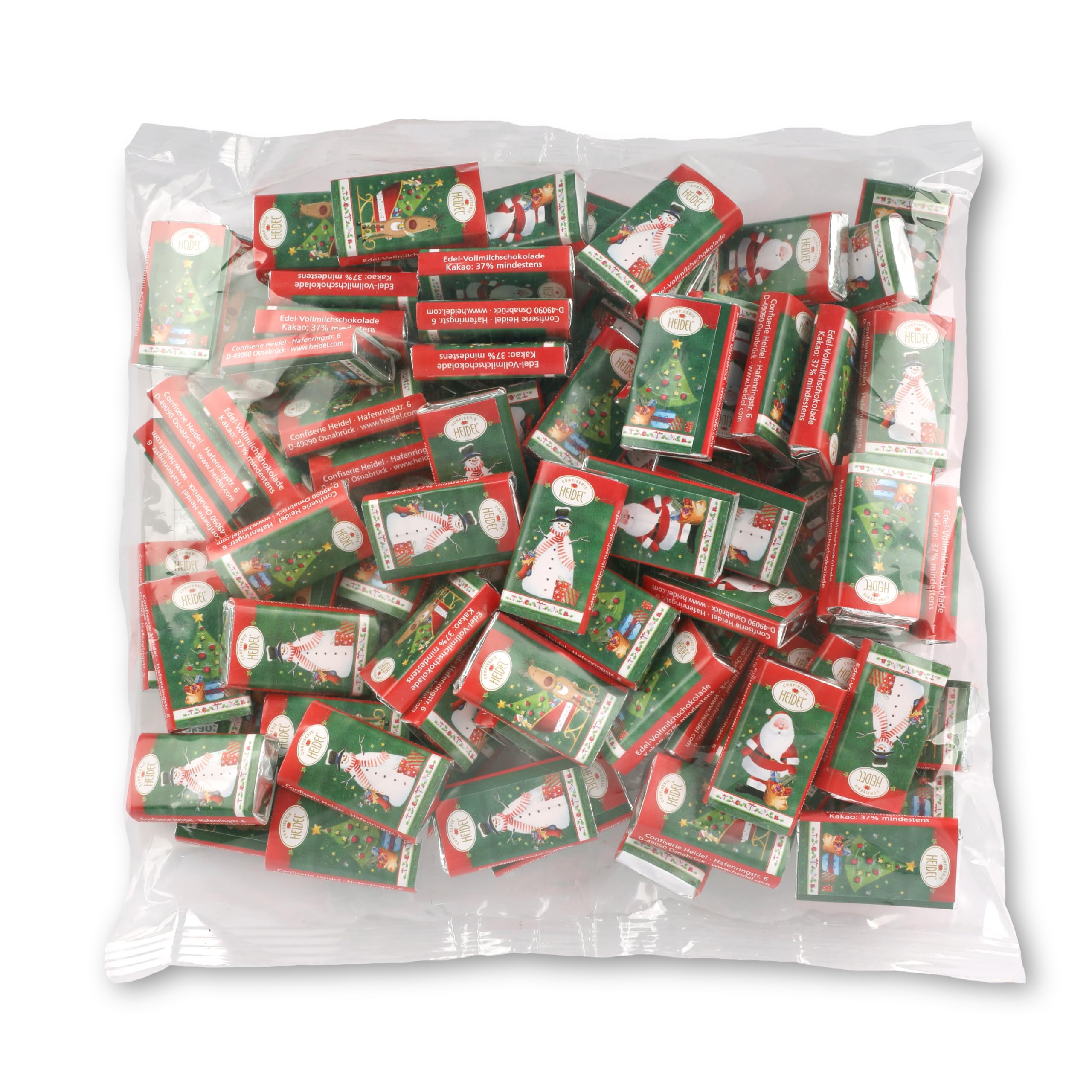 Heidel Napolitains Christmas Time Beutel (240g) – Feinste Vollmilchschokolade mit Nougatcremefüllung – Einzeln Verpackt – Weihnachts-Schokolade in Festlichem Design – Ideal für Geschenke