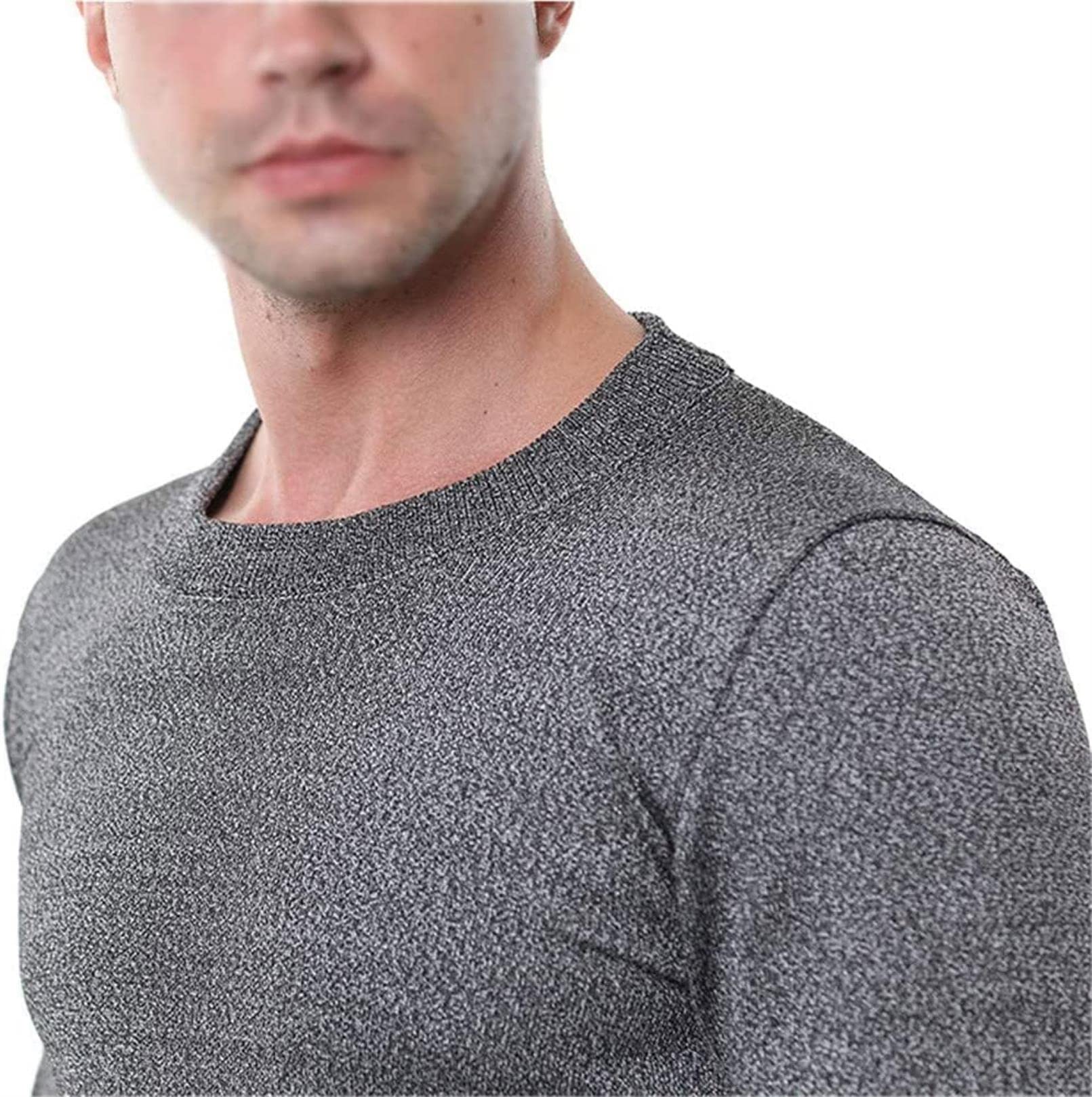 Chaleco a Prueba de Cortes y puñaladas, Camiseta de Manga Larga a Prueba de mordeduras, rasgaduras y puñaladas, Utilizada para Proteger la Seguridad Personal (Cuello Redondo Gris Oscuro)