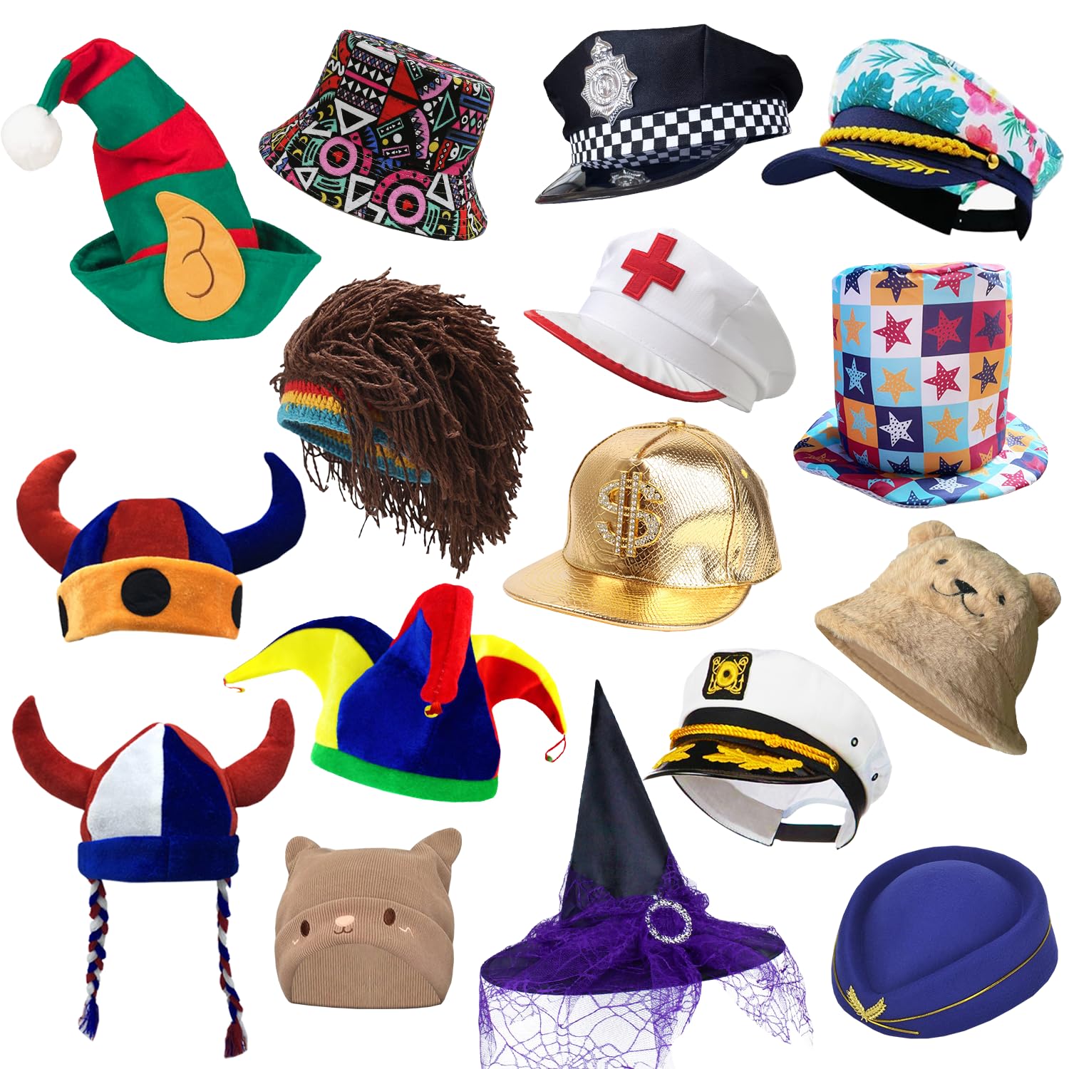 POPCIEL 12 Assorted Funny Hats Dress Up Costume Hats Crazy Party Hat Photo Booth Props Hatss for Teen Adult