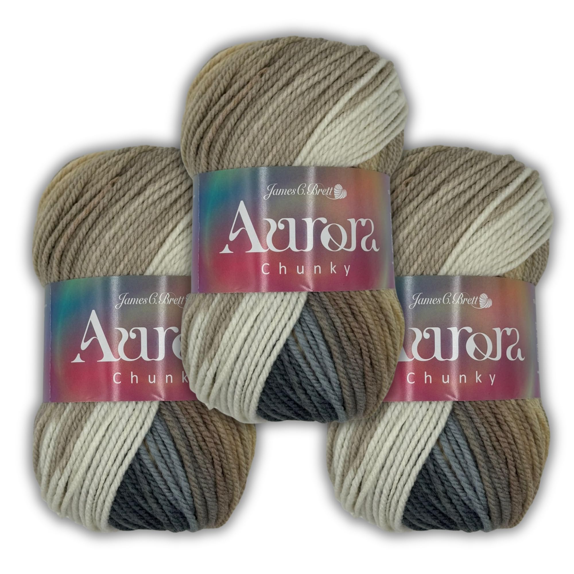Aurora Chunky 3 x 100g - James C Brett - Soft Wool Blend Multicoloured Ombre Effect Yarn for Knitting and Crochet (Winter Tree - AC04) — image 1