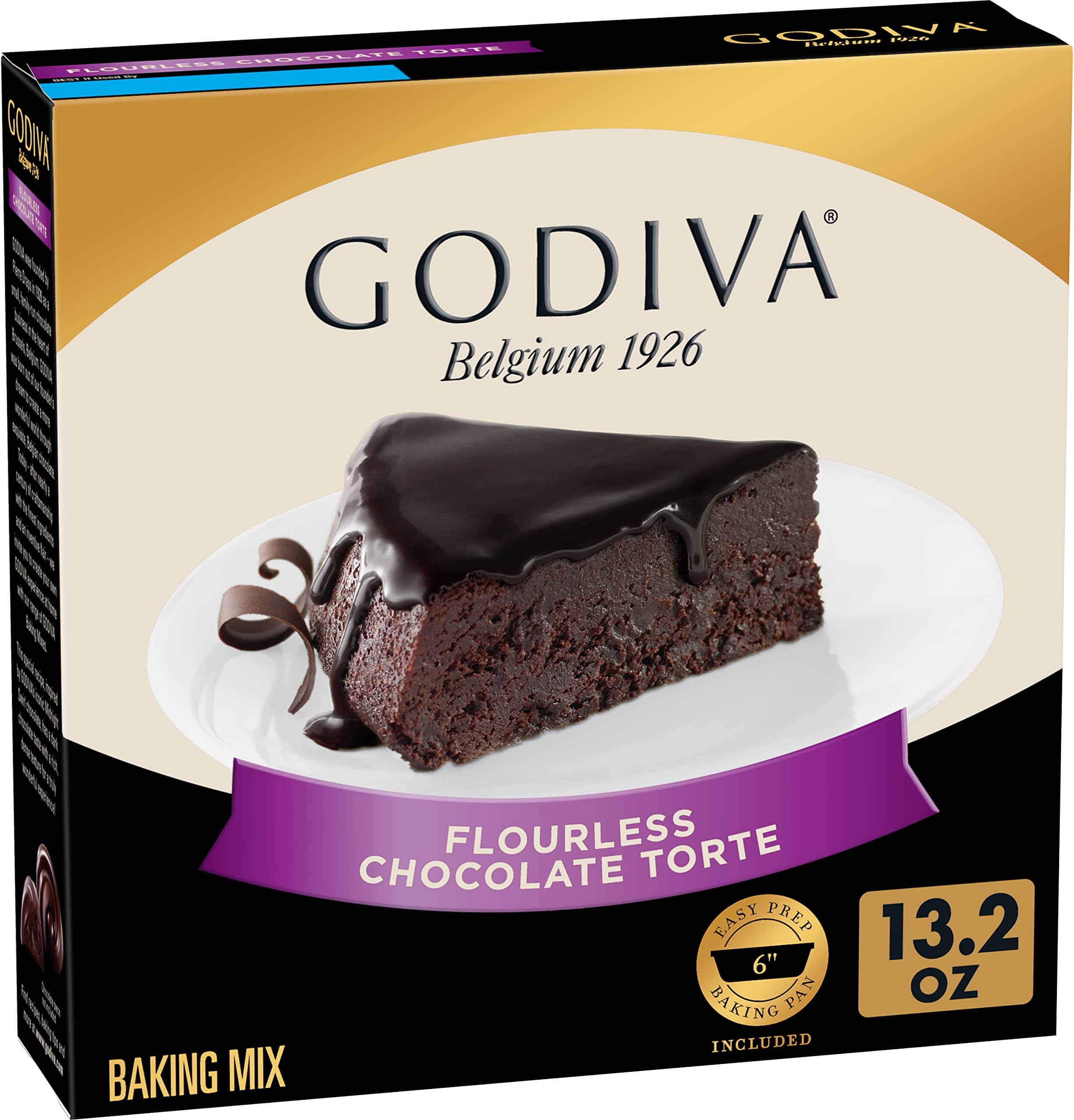 Godiva Chocolatier Gluten Free Flourless Chocolate Torte with Dark Chocolate Ganache Baking Mix, 13.2 oz.