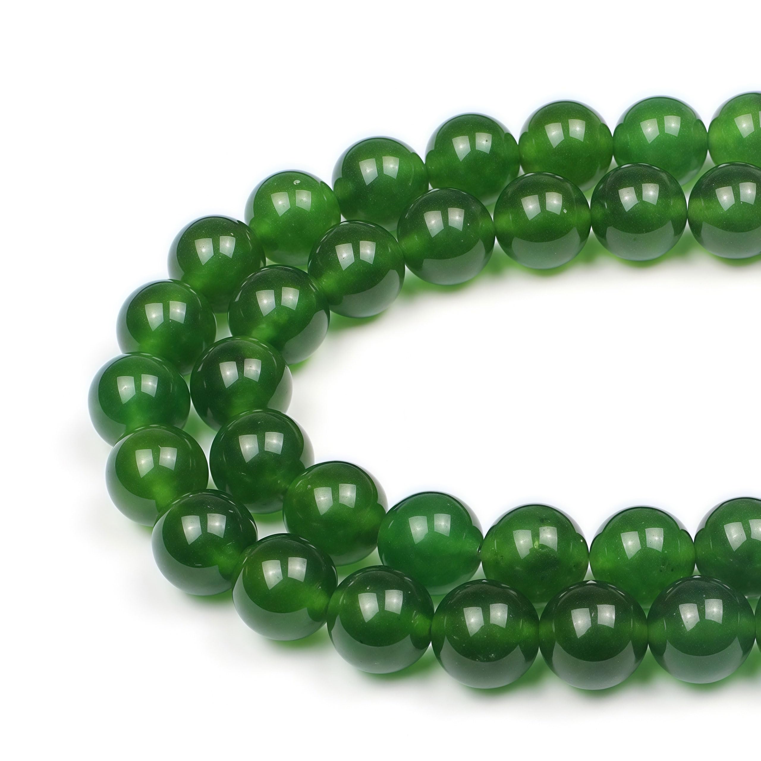 MJDCB 6mm 60 piezas Cuentas de Piedra Jade Verde Oliva Redondas Sueltas Piedras Semipreciosas para Hacer Joyas Pulseras Collares