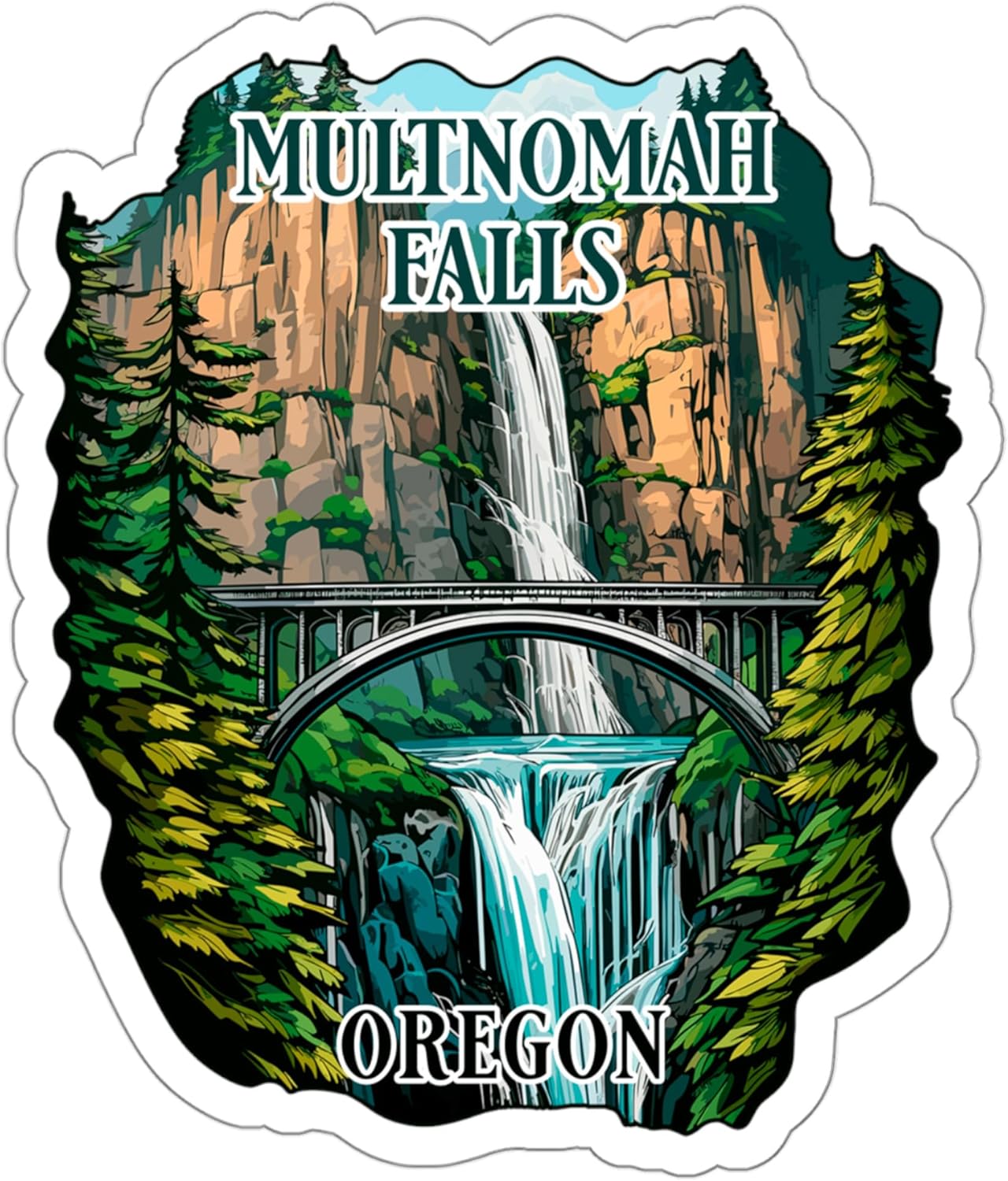 Multnomah Falls Sticker Oregon Window Outdoors Decal Vinyl