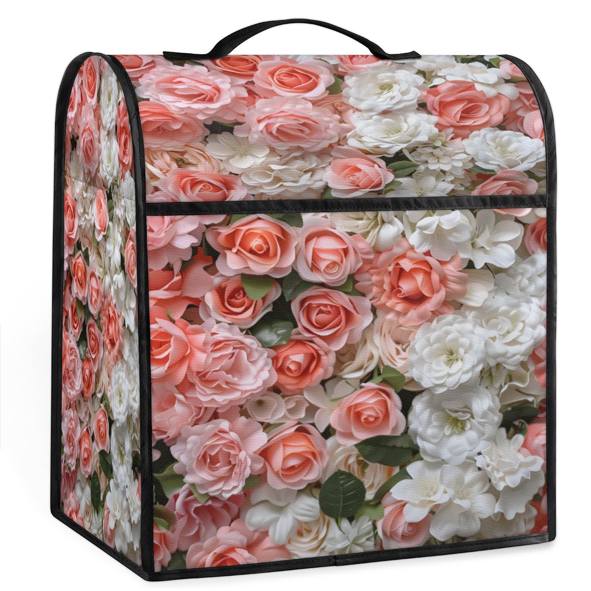 Coffee Maker Cover Rose Floral Kitchen Appliance Covers Small Appliance Covers Blender Cover Juicer Cover Dust Covers for Kitchen Appliances with Top Handle and Pockets,Washable,B461