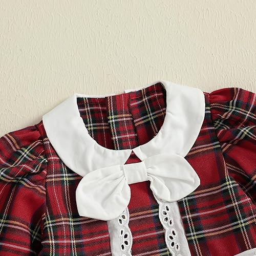 Miniatura 6 de Kuriozud Vestido a cuadros para niña pequeña, bonito vestido de fiesta para Navidad