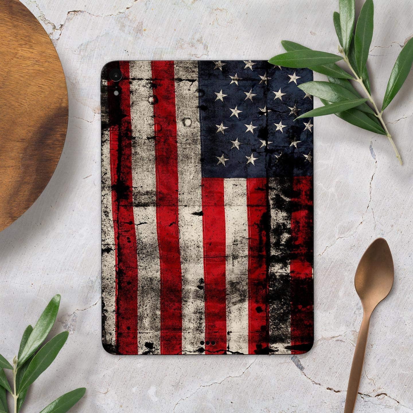 DesignSkinz - American Distressed Flag Panel Full-Body Wrap Decal Protective Skin-Kit Compatible with Apple iPad 8th Gen 10.2" (A2270/A2428)