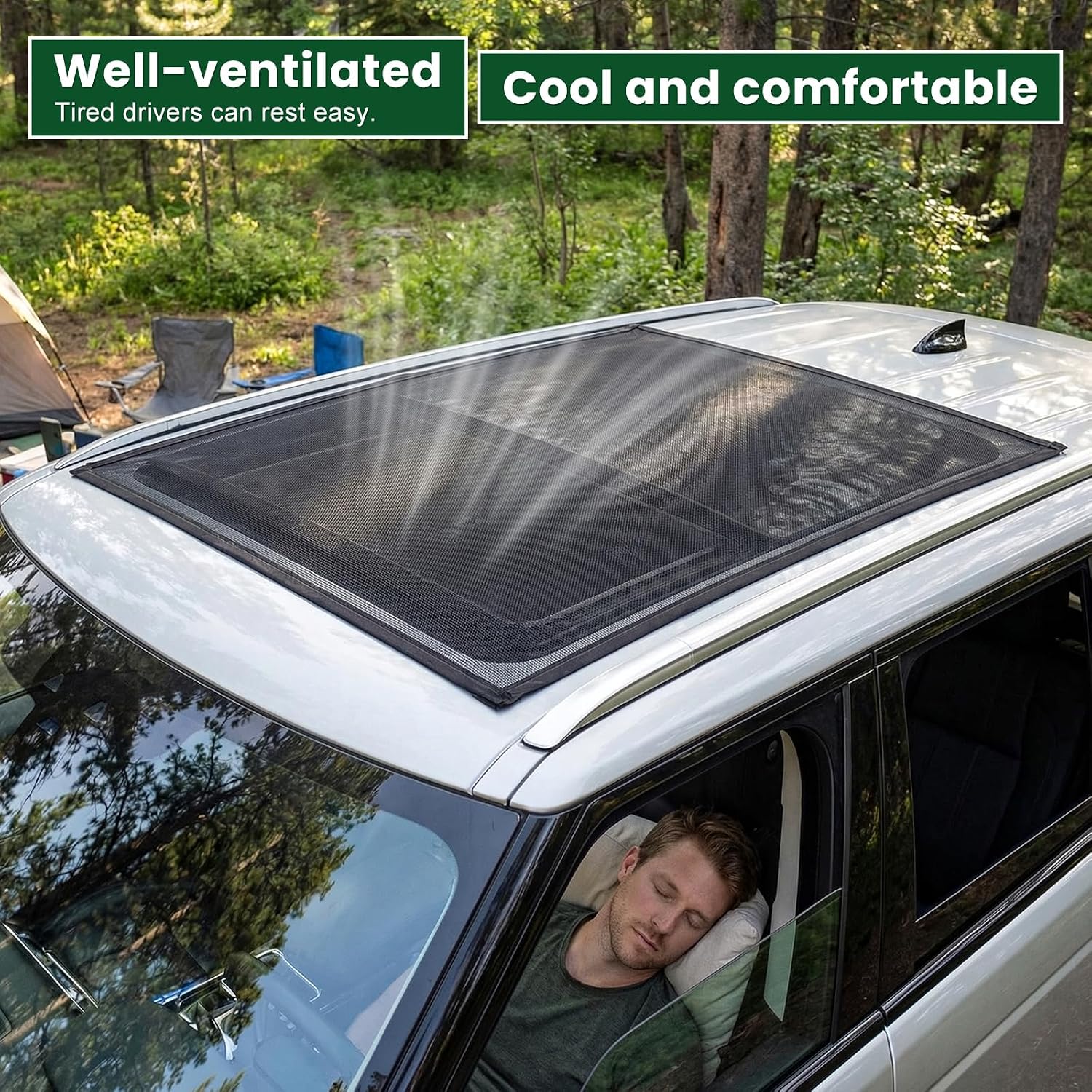 Car Window Shade, 25.6"×39.4" UV Protection Auto Sunroof Sunshade with Magnet, Breathable Mesh Vehicle Sunroof Shade Cover for UV Rays and Sun Glare, Car Accessories