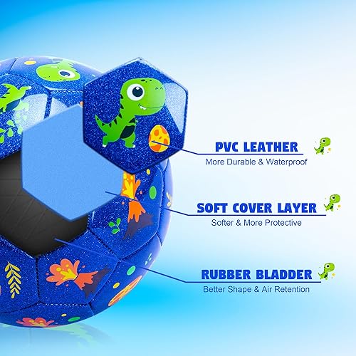 Miniatura 7 de U&C Planet Balón de fútbol de tamaño 2 y 3 para niños pequeños y niños, pelota de dibujos animados para niñas y niños de 2 años en adelante, juegos