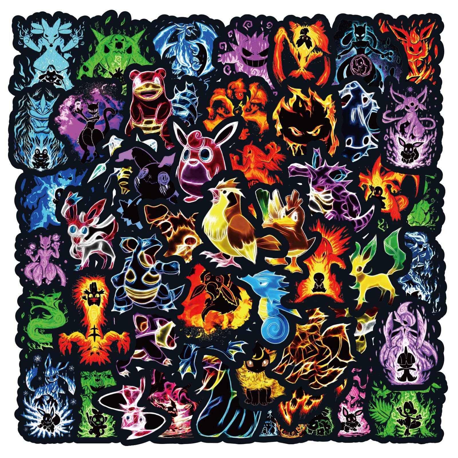 120 pegatinas de anime de neón, monstruos, impermeables, pegatinas de graffiti para motocicletas, bicicletas, monopatines, portátiles, álbumes de recortes, botellas de agua, tazas, maletas, etc