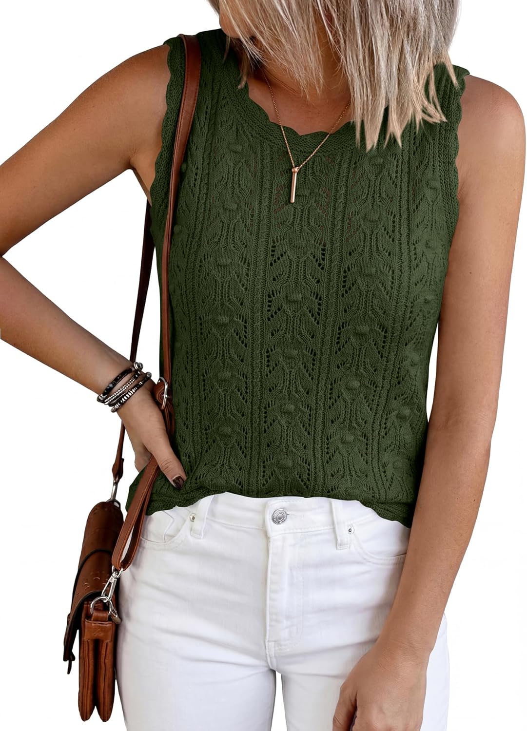 BTFBM Crochet Tops for Women Sleeveless Knit Sweater Vest Tank Top Summer Spring 2026 Cover Ups Beach Vacation Clothes