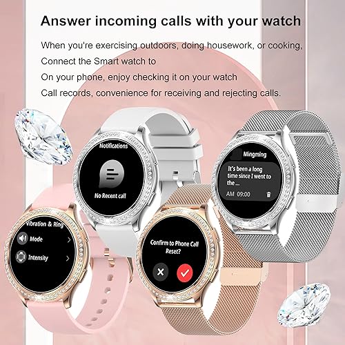 Miniatura 6 de Reloj inteligente de diamantes de moda para mujer, pantalla táctil HD de 1.32 pulgadas, más de 100 modos deportivos, rastreador de actividad física