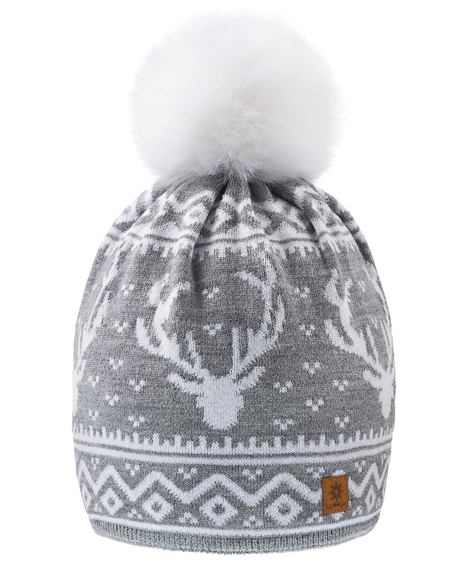 Morefaz Men's Bruno 24 Beanie Hat Wool Knitted Nordic With Ponpon Wo's Winter Warm Fashion Ski Snowboard Hats (Bruno 24) Mfaz Ltd