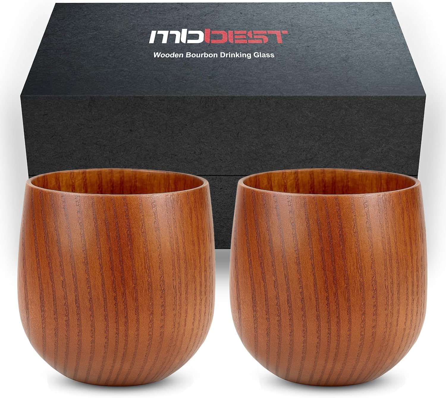 Bourbon Gifts for Men,Finished Wooden Old Fashioned Glass,Great Whiskey Gifts for Men, Dad, or Brother Groomsmen Gifts, Liquor Cocktail Rocks Old Fashioned, Bernard (2 Pack)