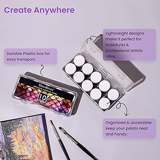GRANOTONE Venezia Metallic Acrylic Paint Set Water Based 15 ml Each Pack of 10 Non Toxic Colour Shimmering Effect Multicolor for Artists Beginners Craft Hobby Painters and Kids Made in India
