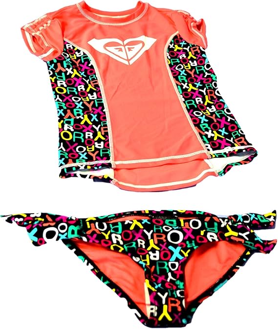 Roxy Big Girls Rash Guard Set (7, Tangerine Logo) Amazon.ca Clothing