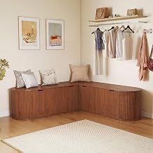 XUZENEST Fluted L-Shaped Storage Bench, 59" Breakfast Nook Benches