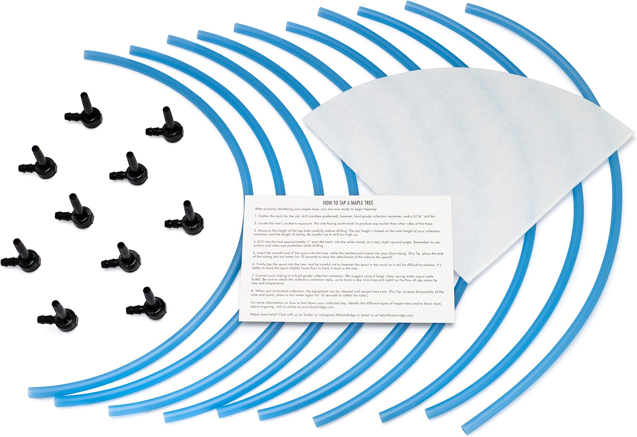 10 Maple Syrup Tree Tapping Kit - 10 Taps + 2-Foot Drop Lines + Includes Sap Filter + Instructions