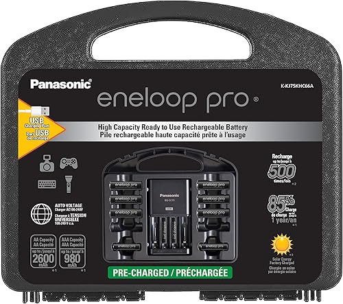 Miniatura 8 de Panasonic K-KJ75KHC66A Eneloop pro - Baterías recargables de alta capacidad 6AA, 6AAA y Panasonic BK-4HCCA4BA pro AAA de alta capacidad Ni-MH
