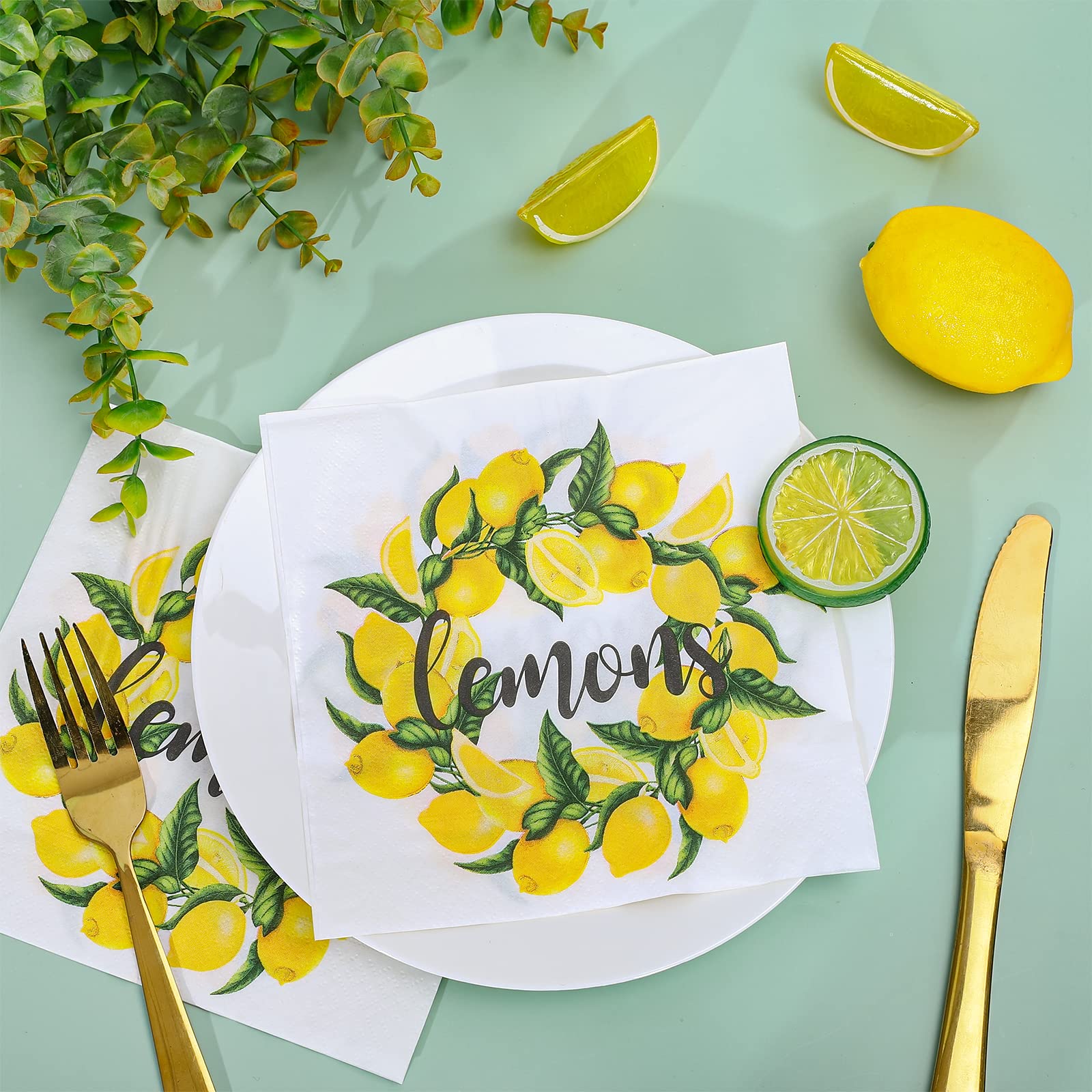 Whaline Zitronen-Papierservietten – 80 Stück Mit Sommerlichem Design Für Partys & Tischdeko