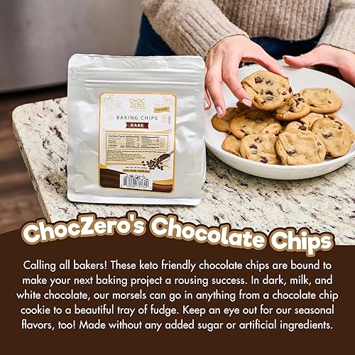 Miniatura 3 de ChocZero Chips de chocolate con leche, sin azúcar añadida, keto y bajo en carbohidratos, sin gluten, sin alcoholes de azúcar, bolsa de 20 onzas para