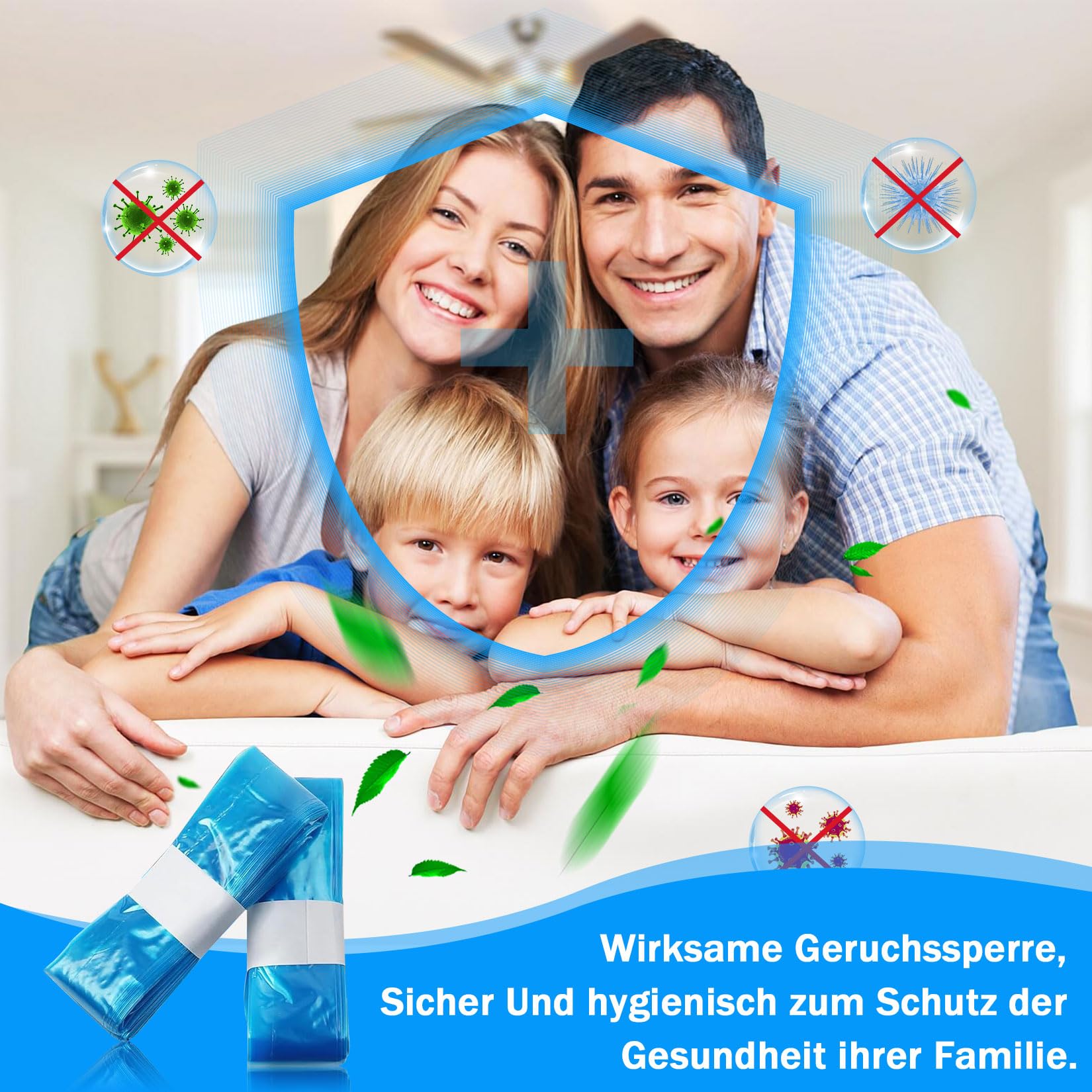 Pack de 12 recambios para cubos de pañales, 7 capas y resistentes a los olores, compatible con Angelcare/Tommee Tippee/Litter Locker – Azul