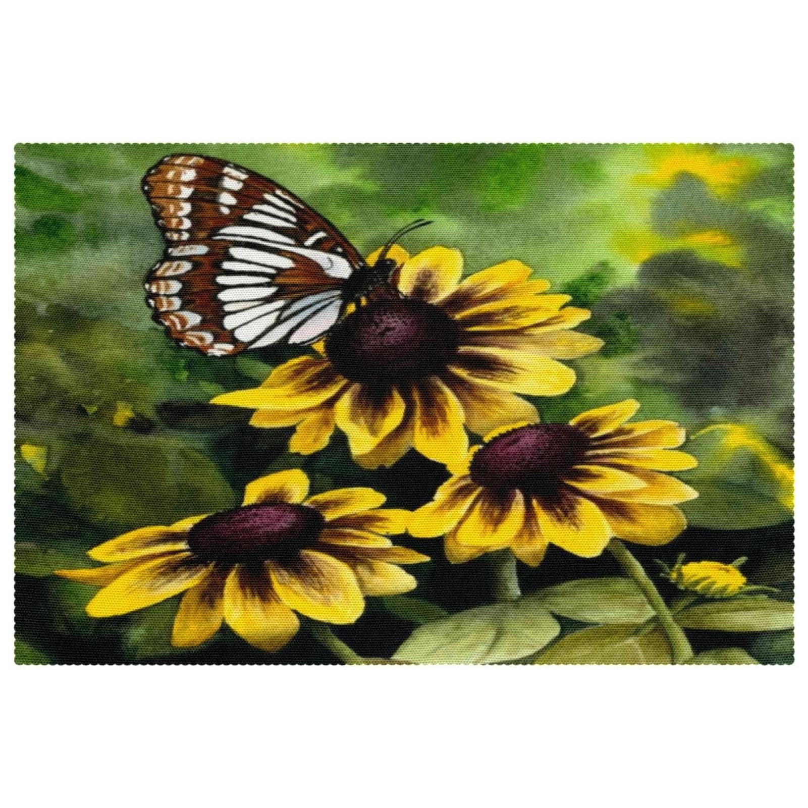 Lot de 6 sets de table antidérapants résistants chaleur papillon 30x45cm