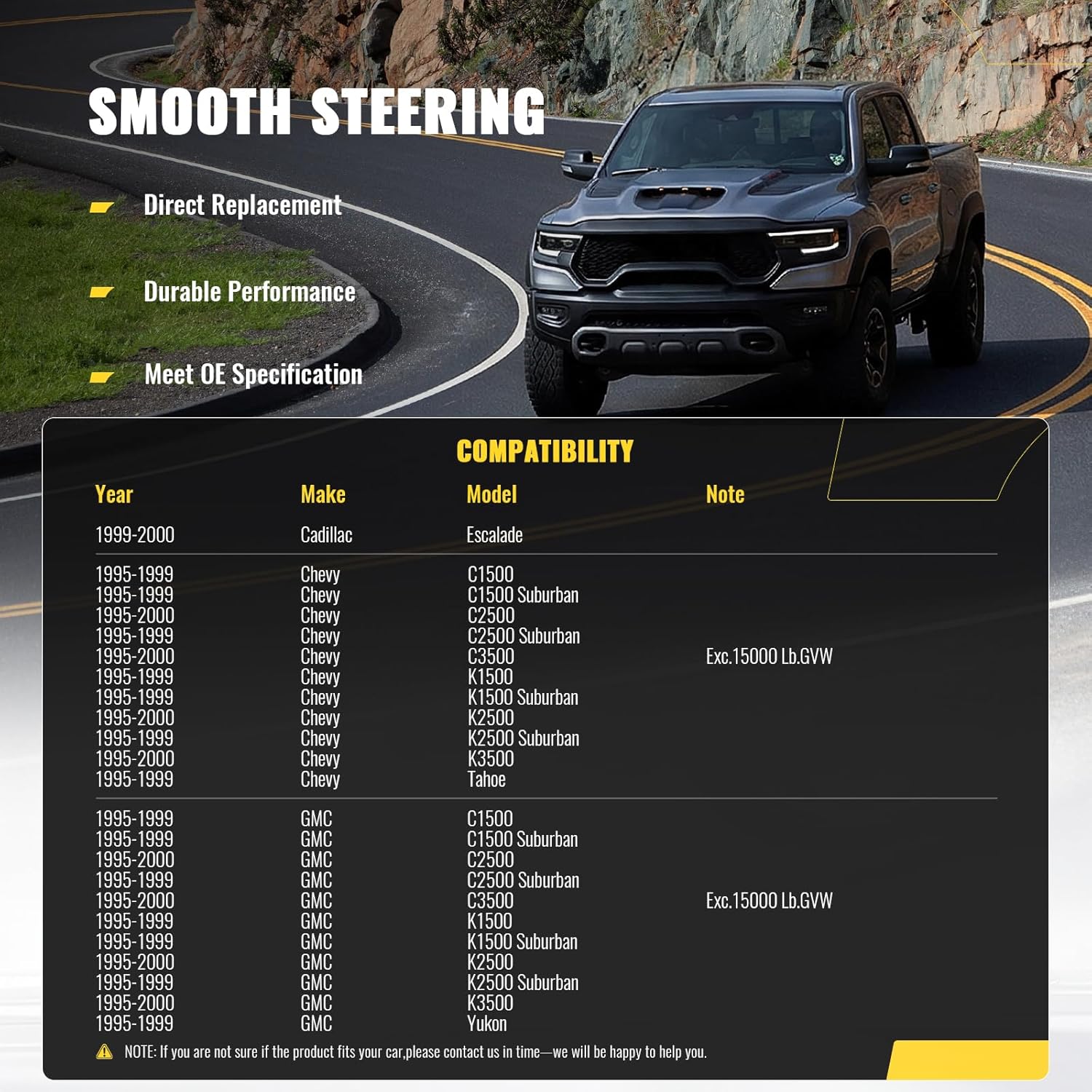 TUCAREST 425-185 Lower Intermediate Steering Shaft Compatible with Ca-dillac Escalade/Chevy Tahoe G-MC K1500 K2500 Suburban C1500 C2500 Suburban K3500 Yukon/Replace # 26033170