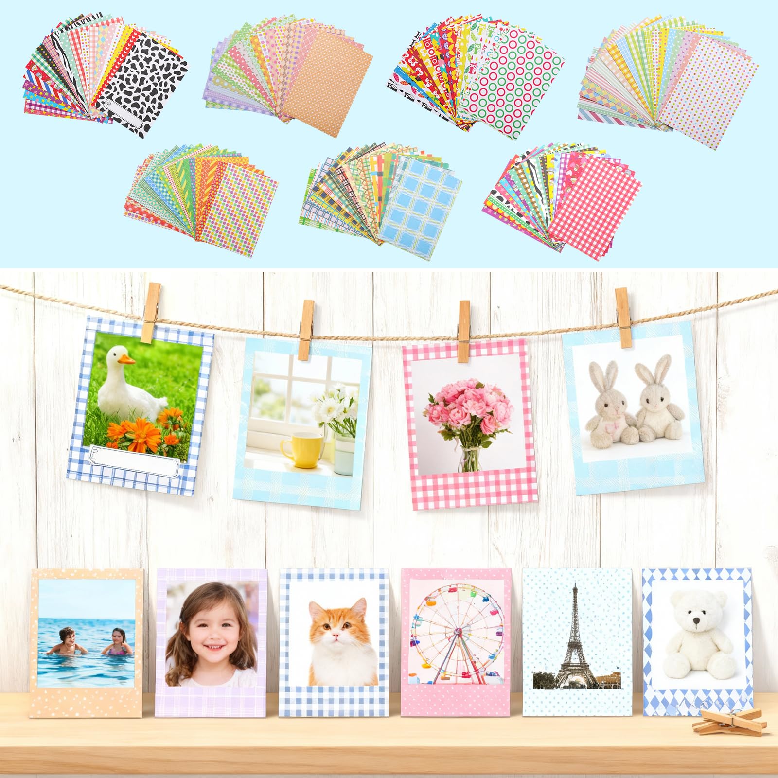 140 sztuk naklejek na ramki zdjęciowe 9x6 cm, kolorowy zestaw naklejek do dekoracji DIY, mini naklejki na ramki zdjęciowe, dekoracyjne naklejki z kryształkami do Fujifilm Instax Mini 9/8/7S/70/26/50S